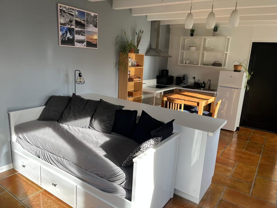 Bed, Seating area, Dining area