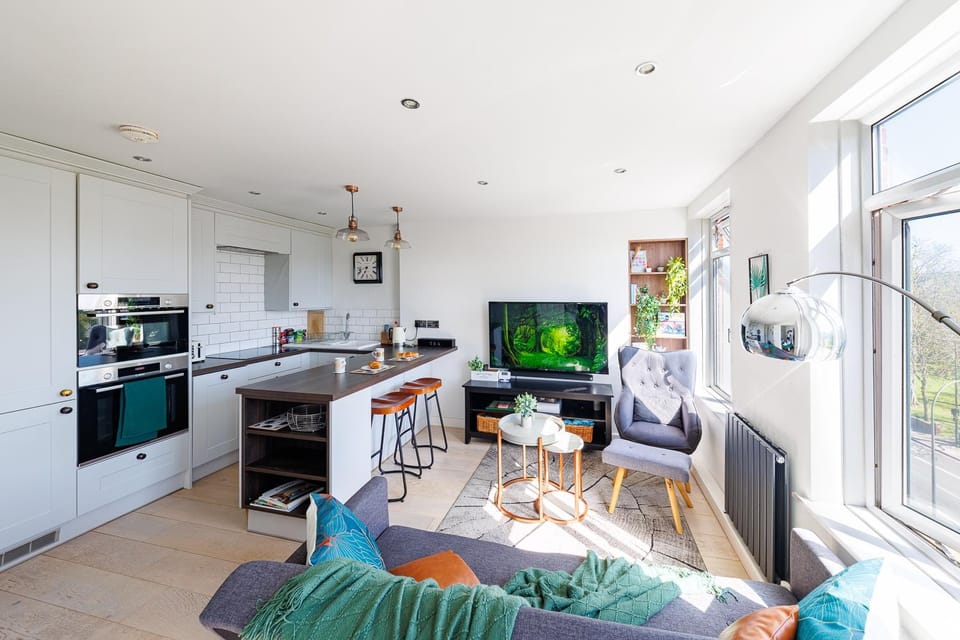 Living room, kitchen