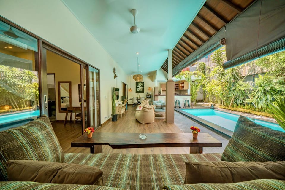 Living room, Seating area, Pool view, Swimming pool