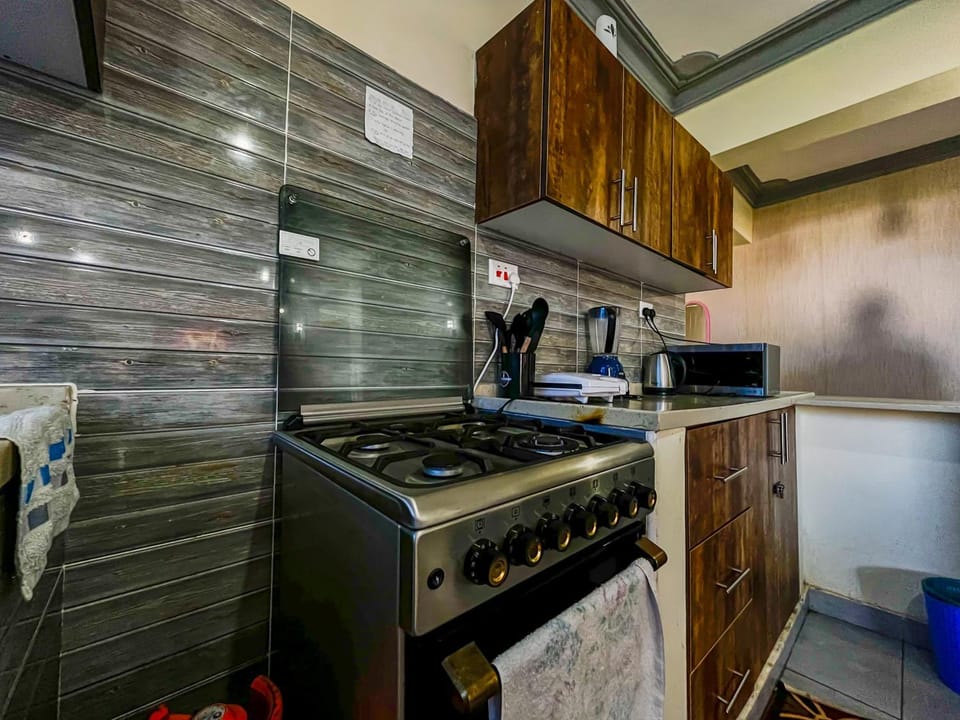Kitchen or kitchenette, stove