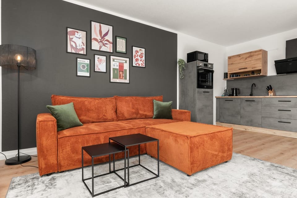 Kitchen or kitchenette, Living room, Seating area