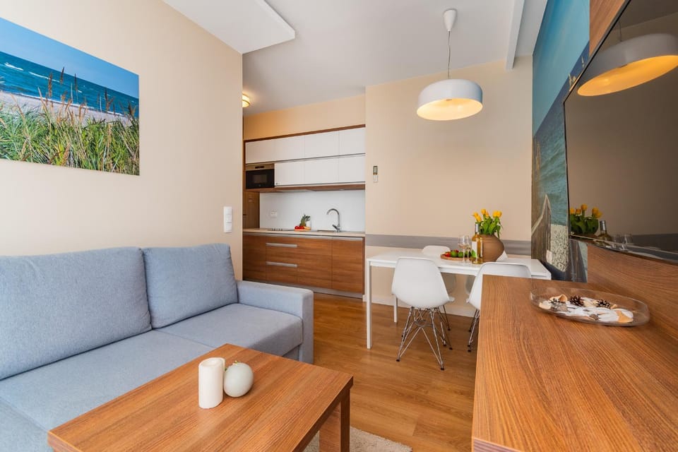 Kitchen or kitchenette, Living room, Seating area, air conditioner