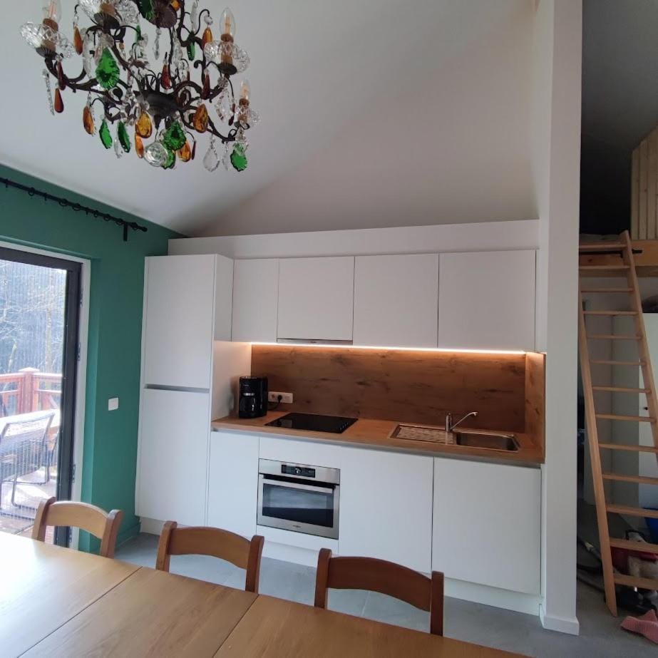 Kitchen or kitchenette, dishwasher, stove