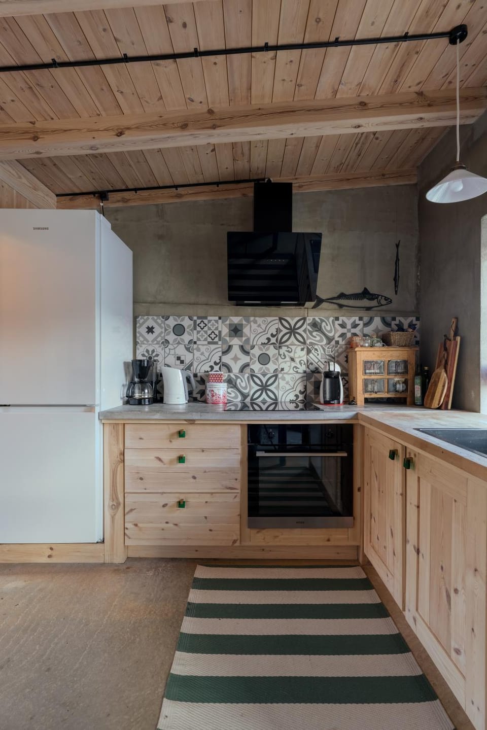 Kitchen or kitchenette, stove