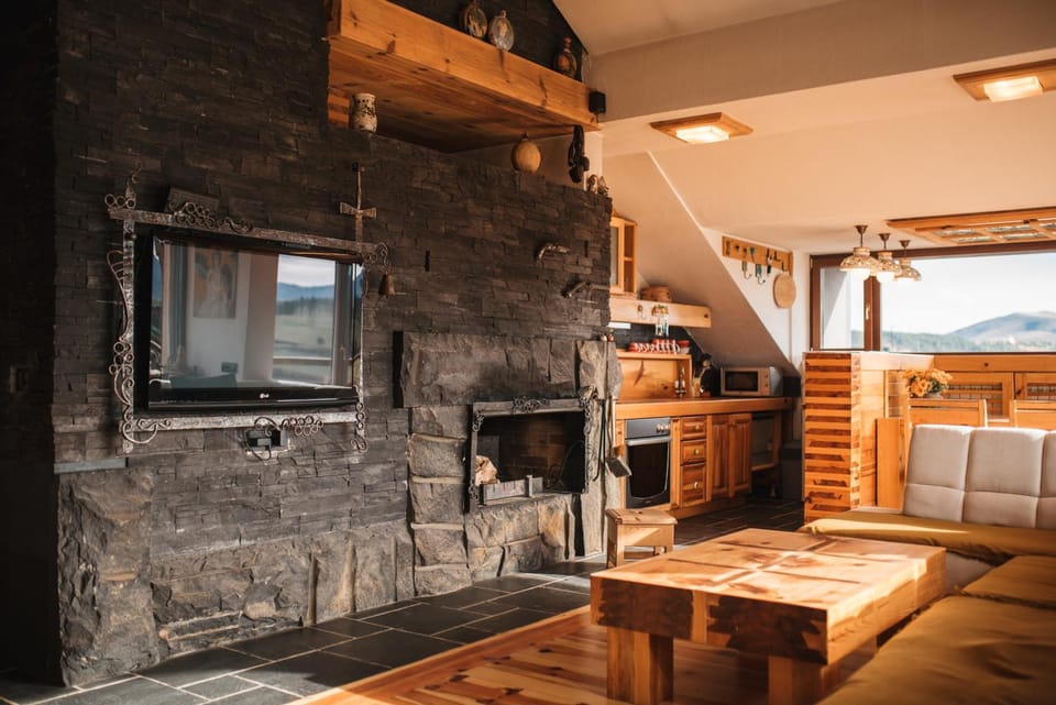 fireplace, kitchen