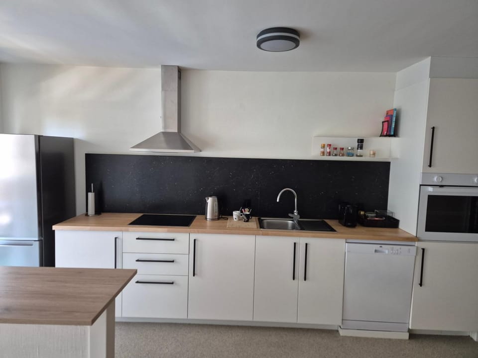 Kitchen or kitchenette, dishwasher, oven