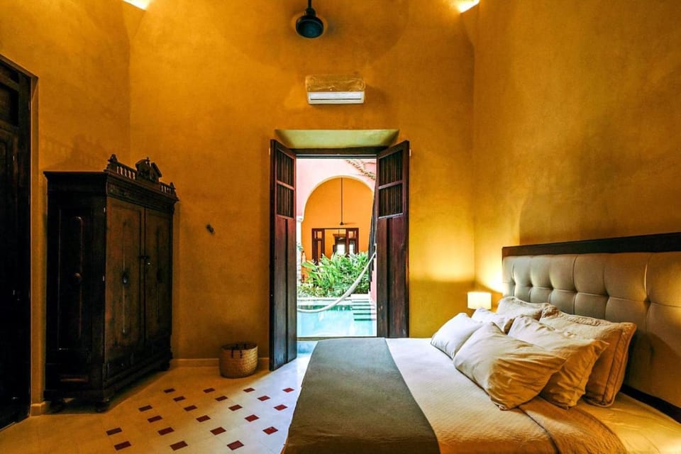 Bed, Photo of the whole room, Bedroom, Pool view, wardrobe, air conditioner