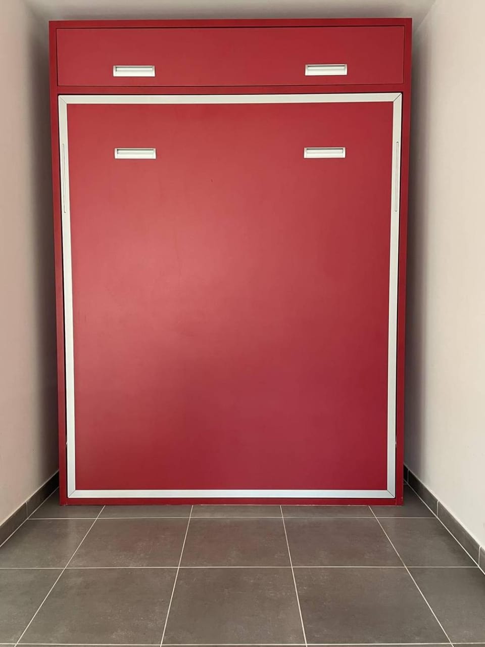 Bed, wardrobe
