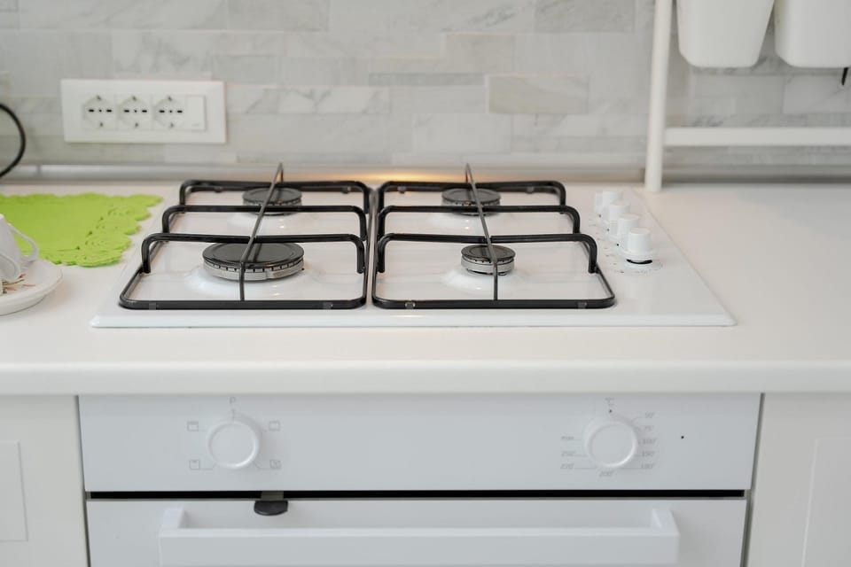 Kitchen or kitchenette, stove