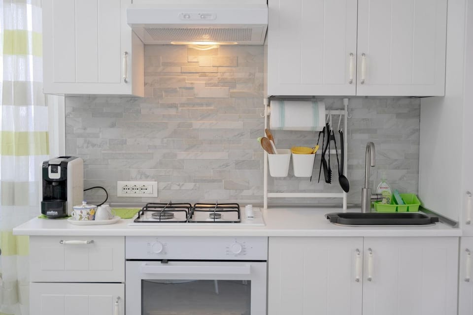 Kitchen or kitchenette, stove
