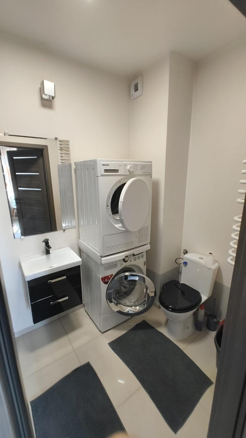 Toilet, washing machine, dryer