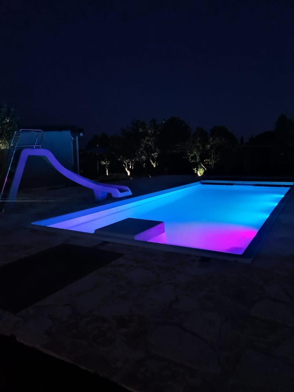 Night, Pool view, Swimming pool