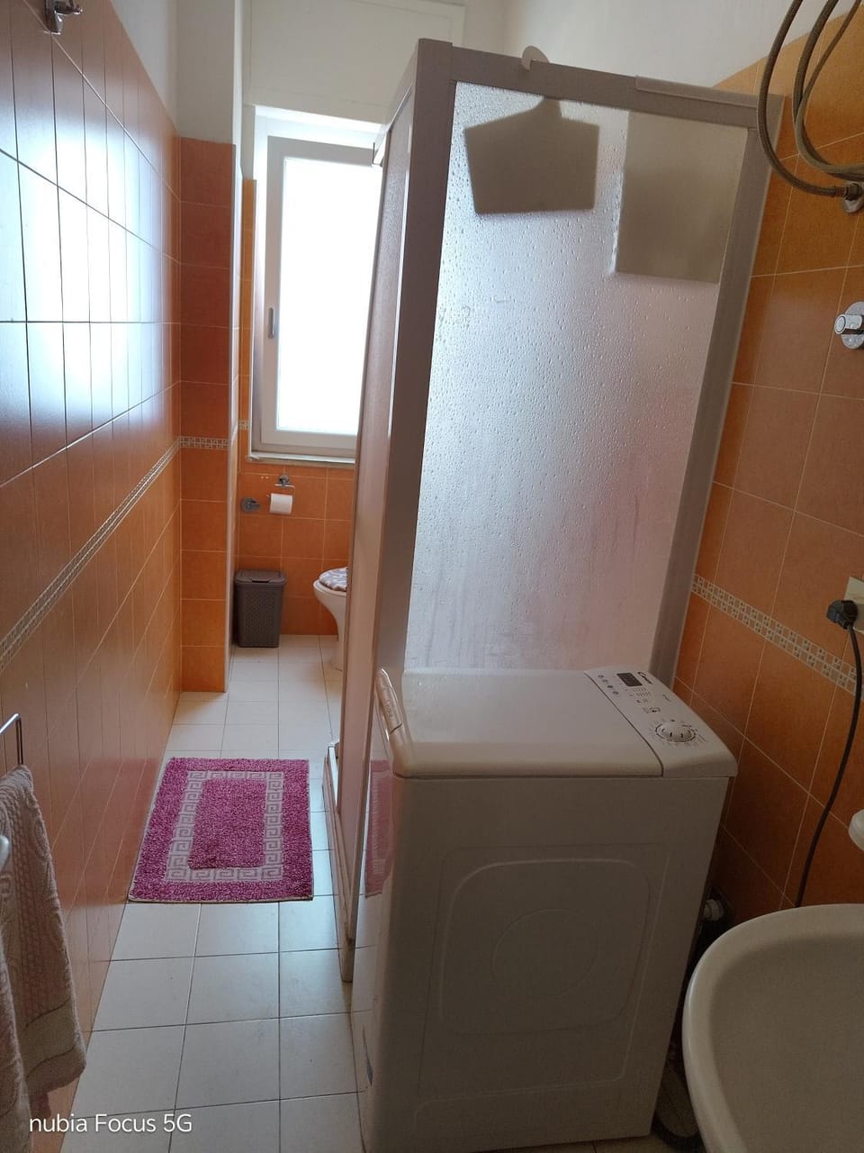Shower, Bathroom, towels, washing machine, dryer
