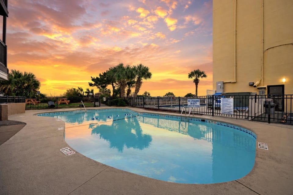 Pool view, Swimming pool, Sunset, sunbed