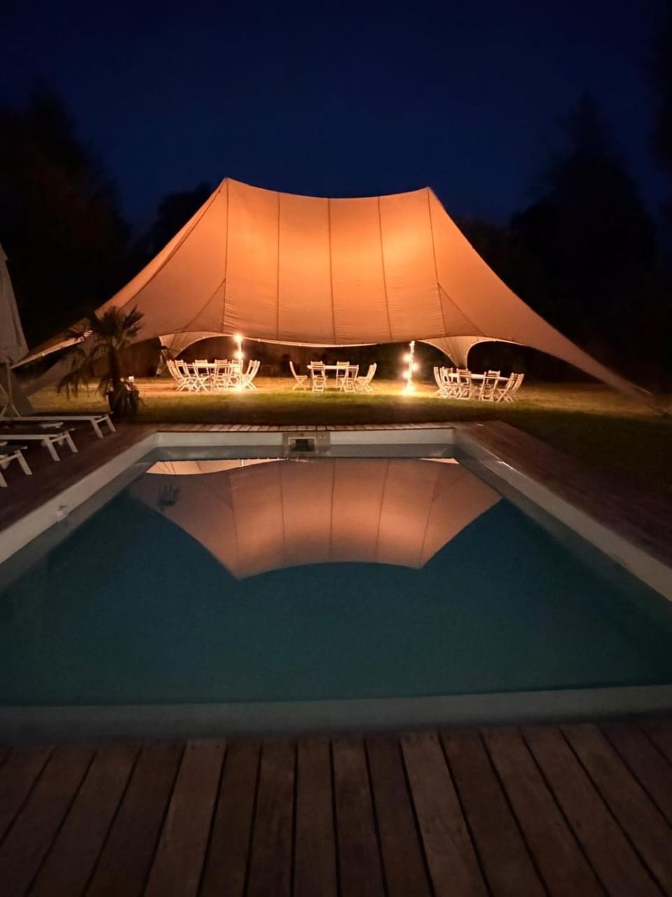 Night, Pool view, Swimming pool