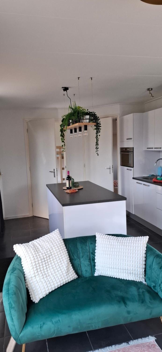 Kitchen or kitchenette, Living room, Seating area