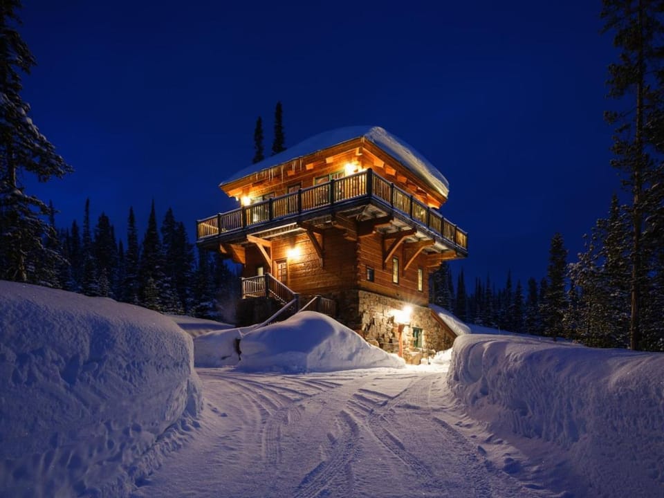 Property building, Night, Winter