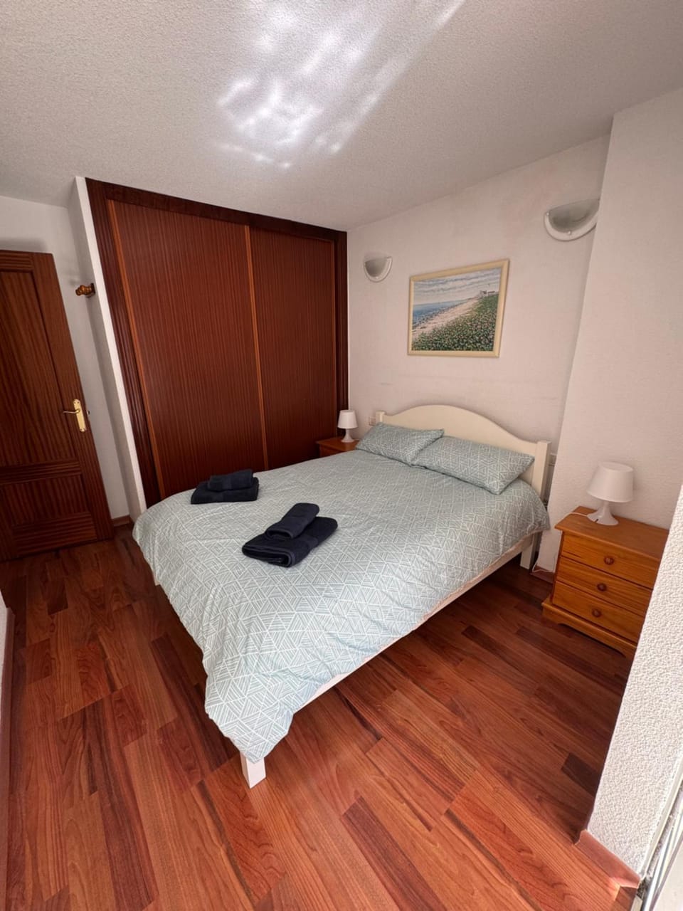 Bed, Photo of the whole room, Bedroom, towels, wardrobe