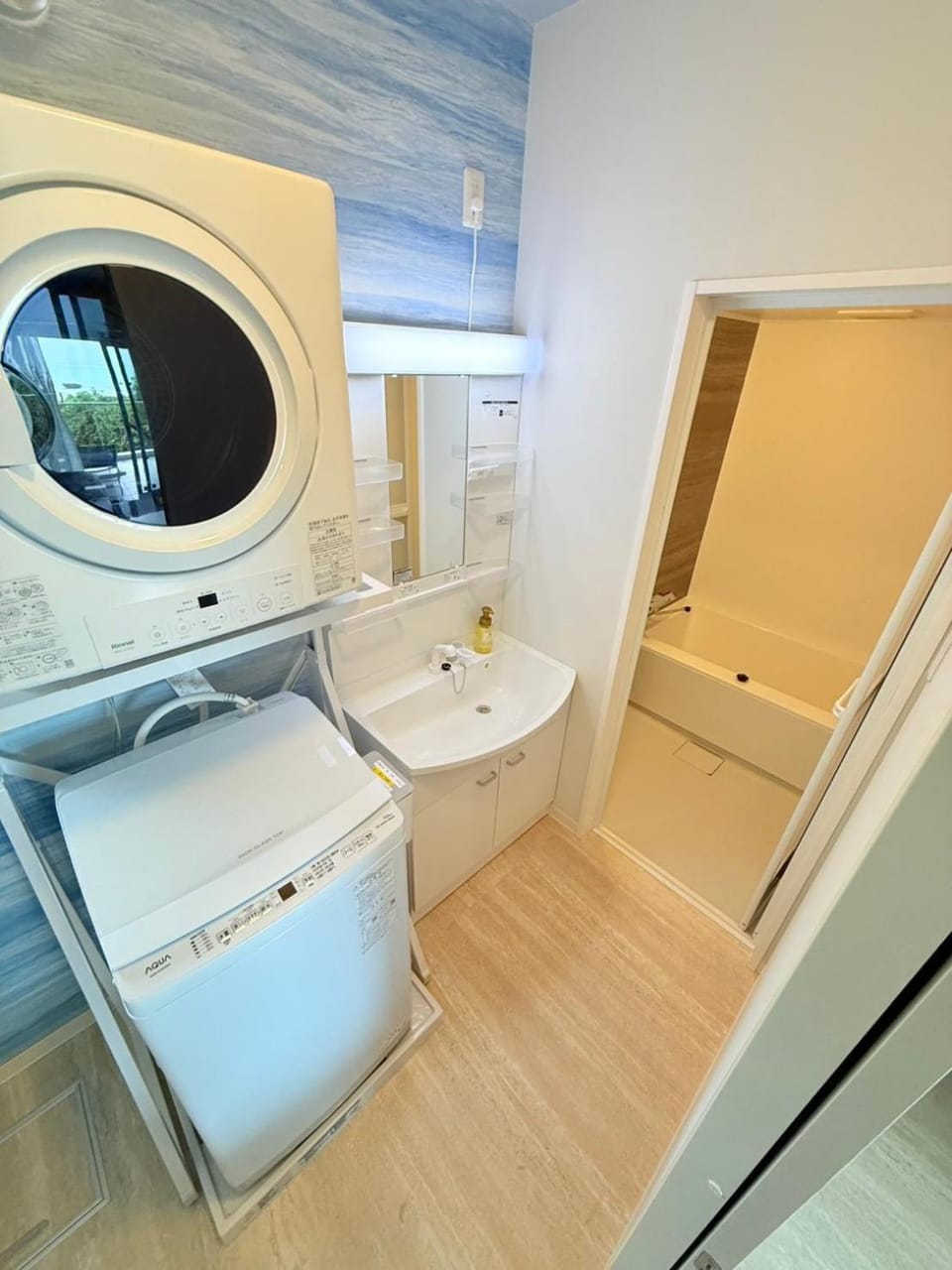 Bathroom, washing machine, dryer