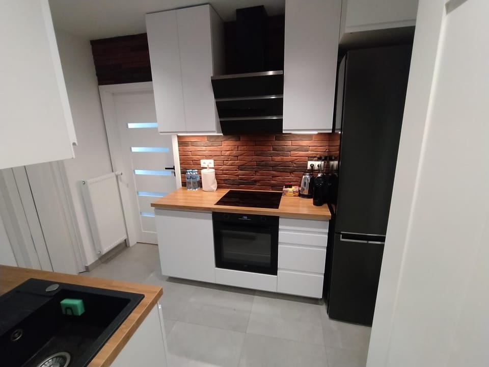Kitchen or kitchenette, dishwasher, stove