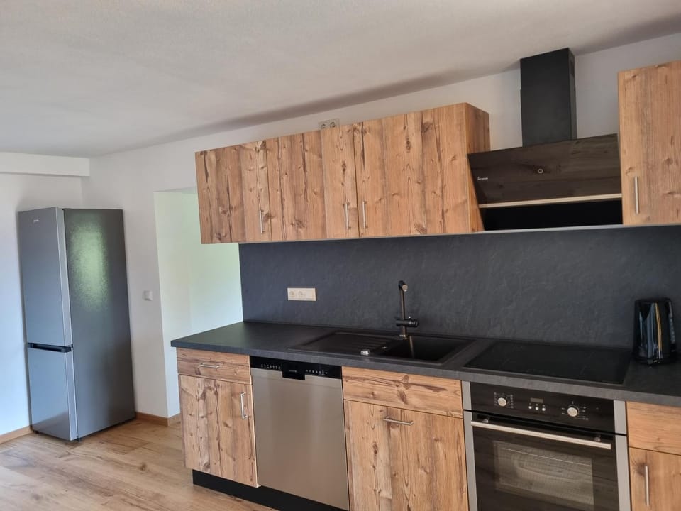Kitchen or kitchenette, dishwasher, oven, stove