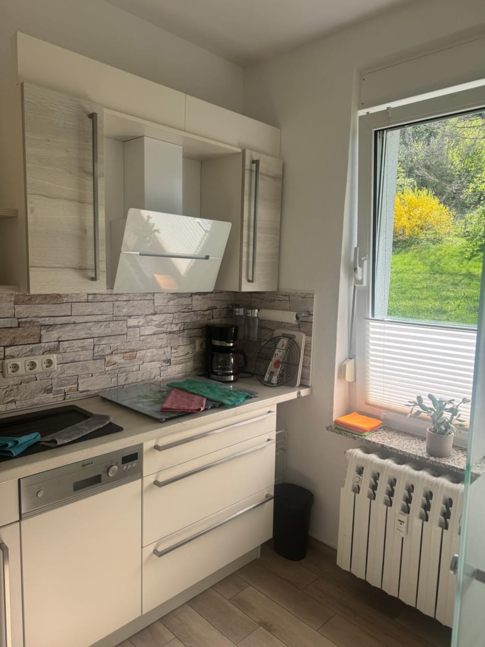 Kitchen or kitchenette, dishwasher, stove