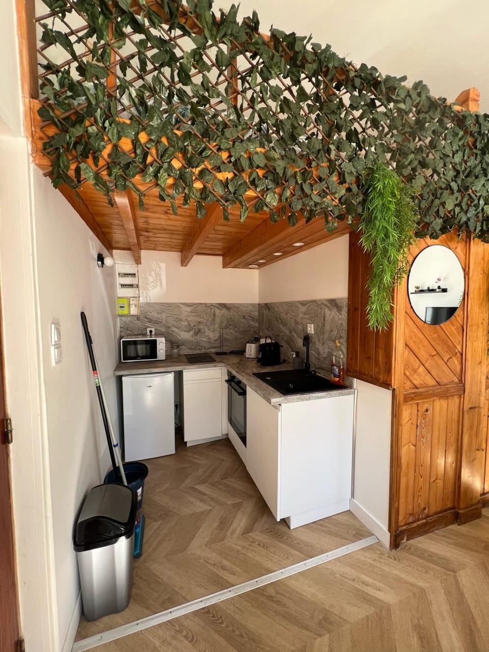 Coffee/tea facilities, Kitchen or kitchenette, oven