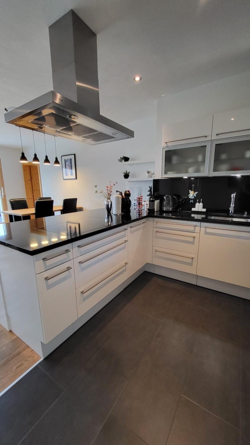 Kitchen or kitchenette, stove, kitchen