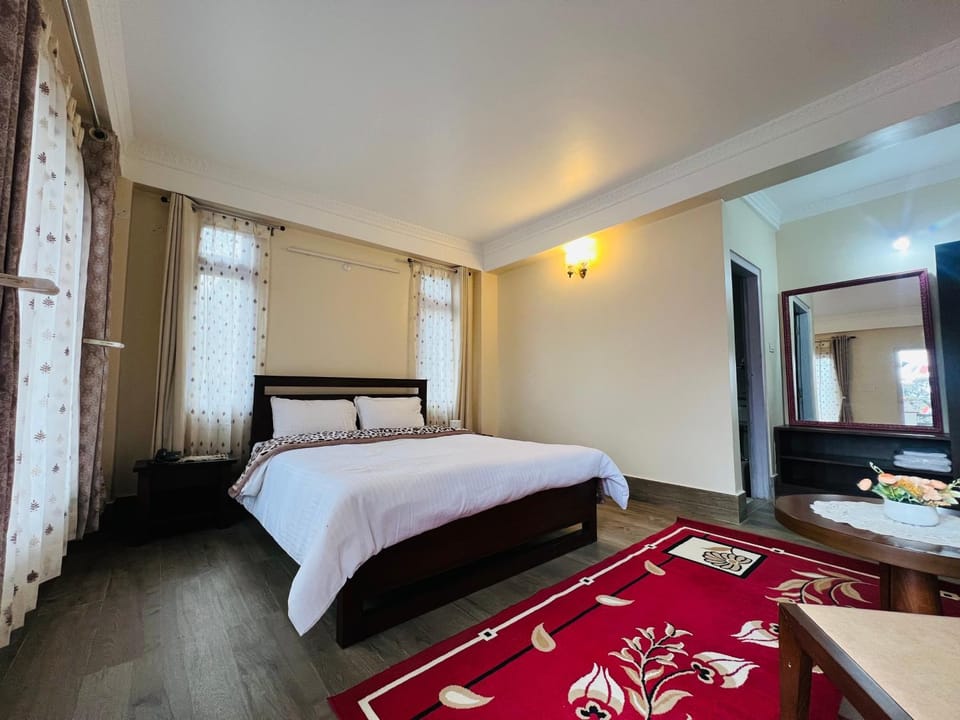 Bed, wardrobe