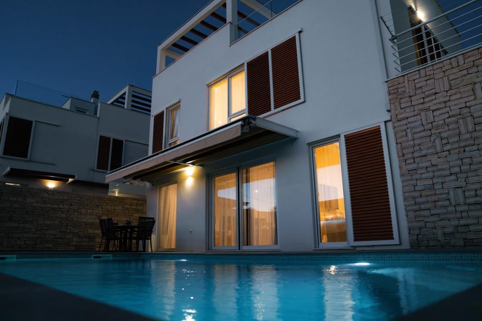 Property building, Night, Swimming pool