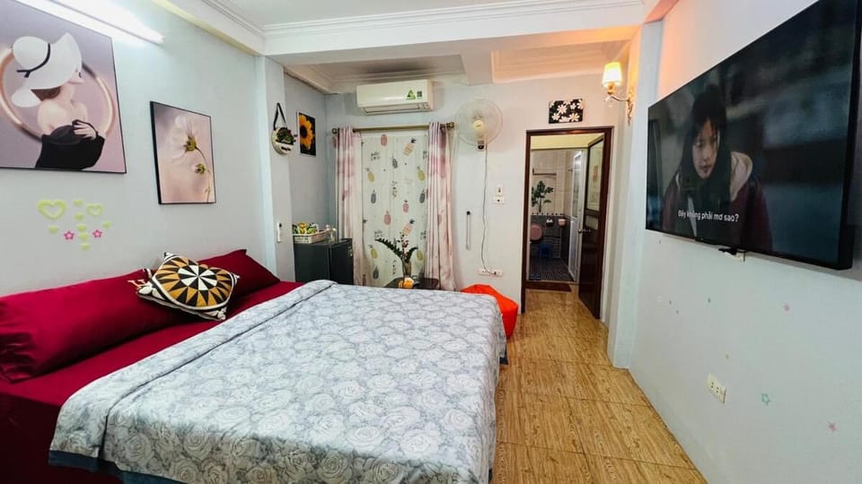 Bed, TV and multimedia, Living room, Photo of the whole room, Seating area, Bedroom, air conditioner