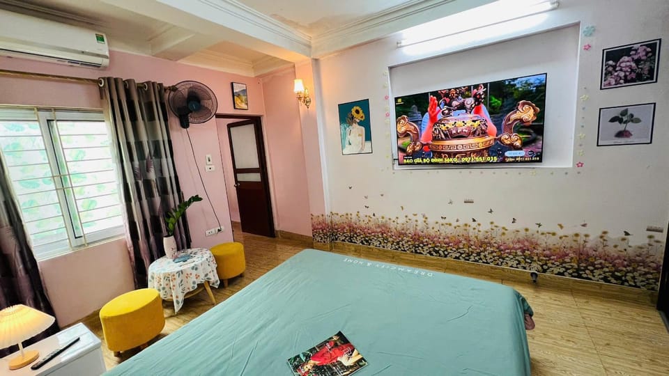 Bed, TV and multimedia, Living room, Photo of the whole room, Decorative detail, Seating area, Bedroom, air conditioner