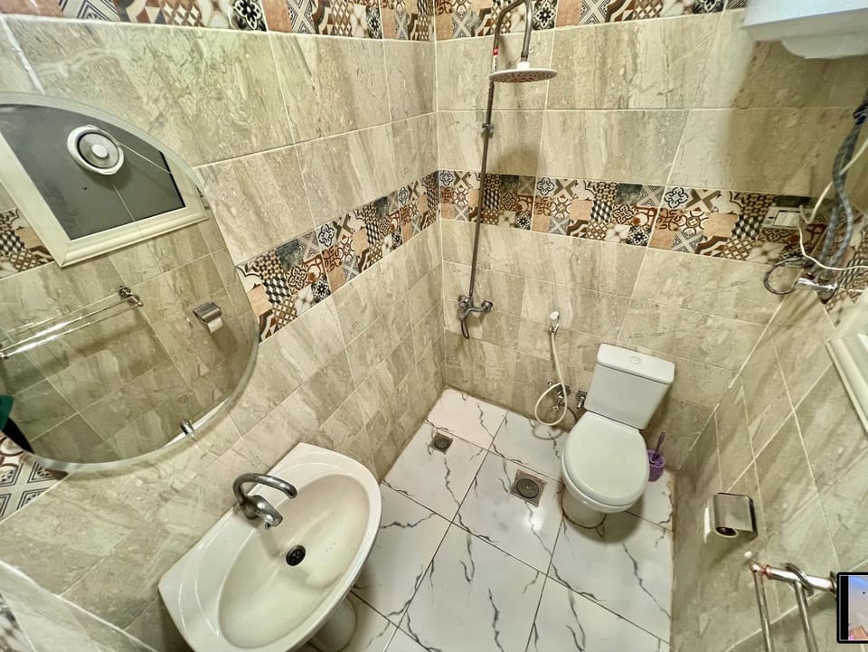 Shower, Toilet, bidet, towels