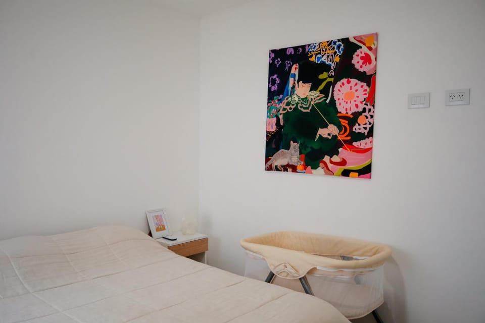Bed, Photo of the whole room, Decorative detail, Bedroom, Guests, children, cot, Family, heating