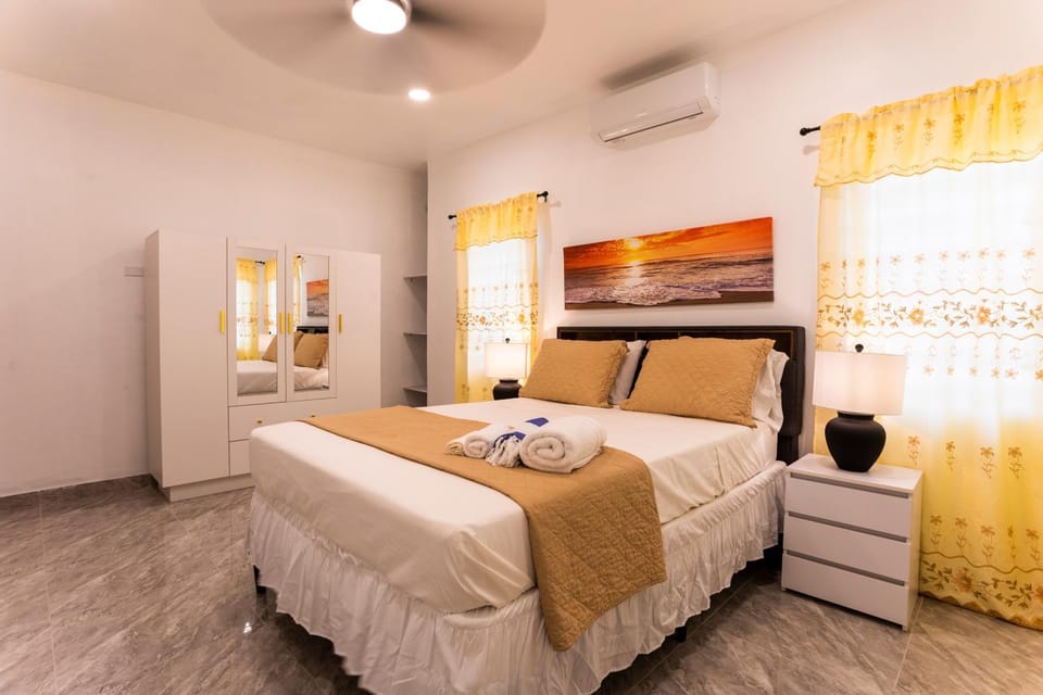 Bedroom, towels, air conditioner