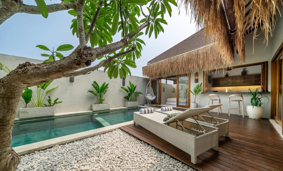 Swimming pool, sunbed