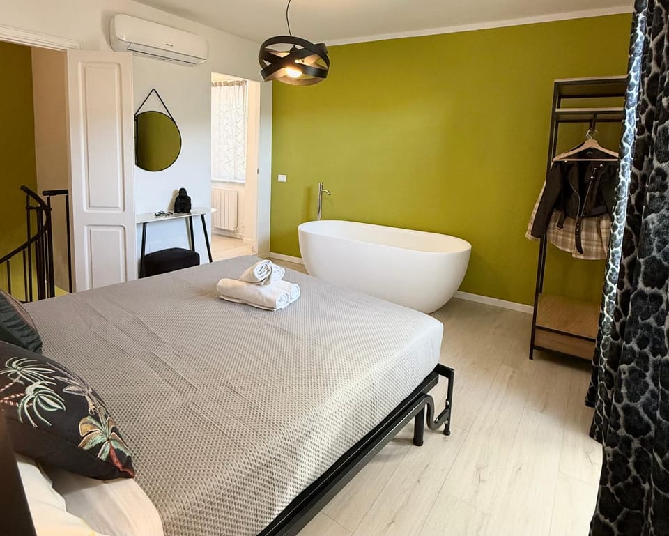 Bed, Photo of the whole room, Bedroom, towels, wardrobe