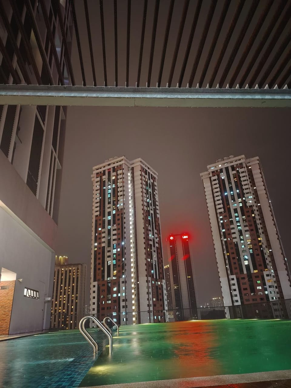 Night, Pool view, Swimming pool