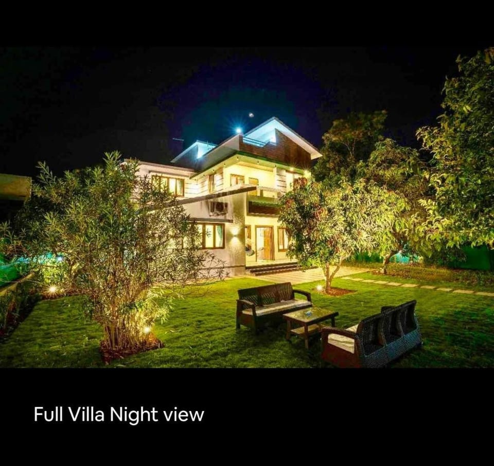 Property building, Night, Garden, Garden view
