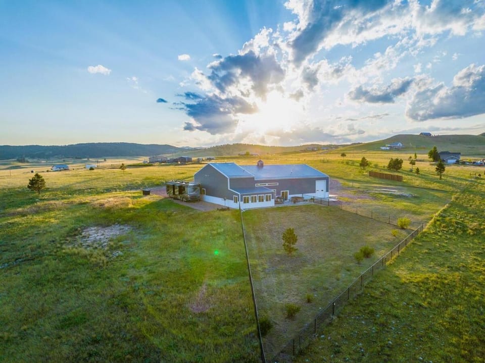 Property building, Natural landscape, Mountain view, Sunset