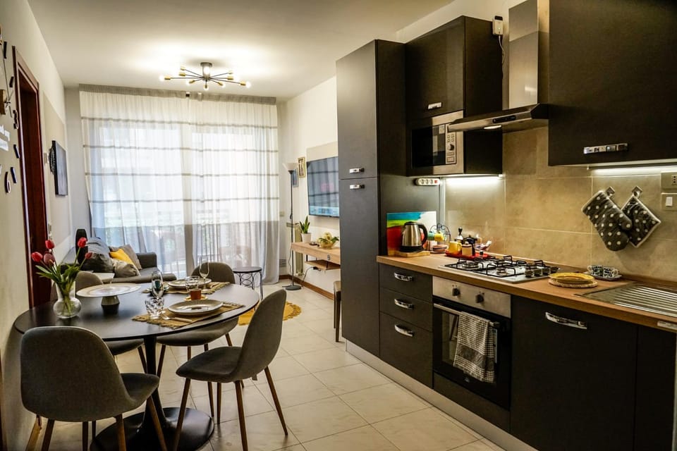 Kitchen or kitchenette, stove