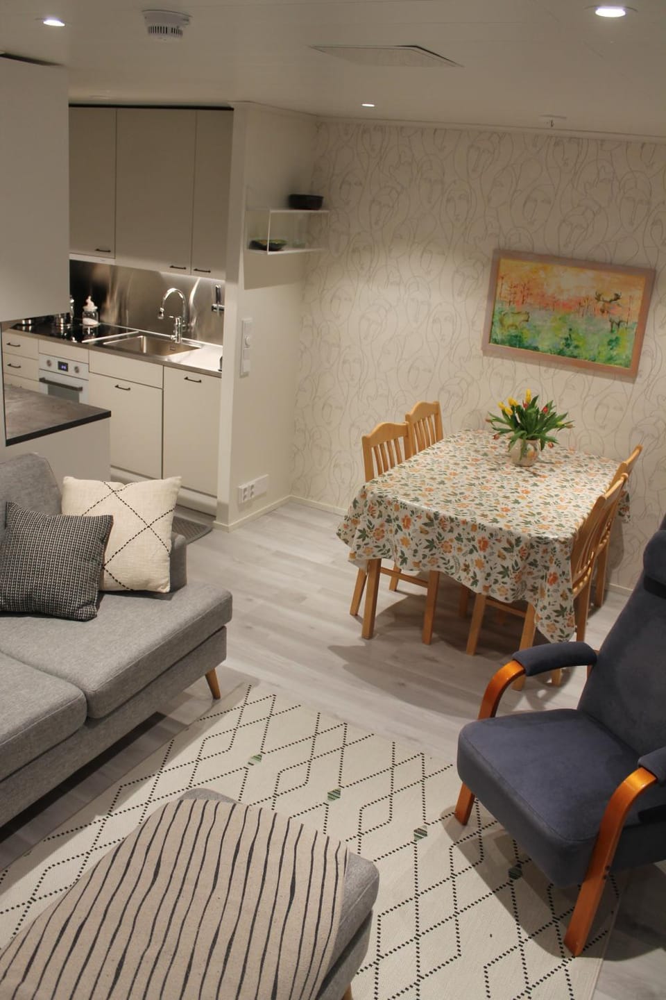 Kitchen or kitchenette, Living room, Dining area