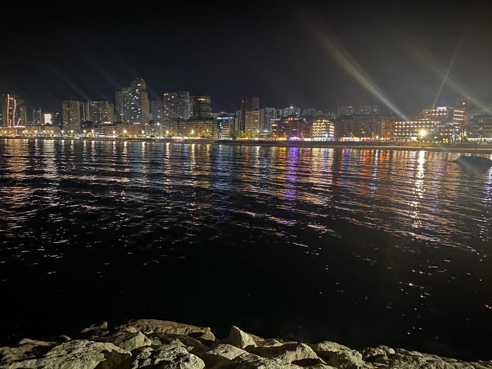 Night, City view, Sea view