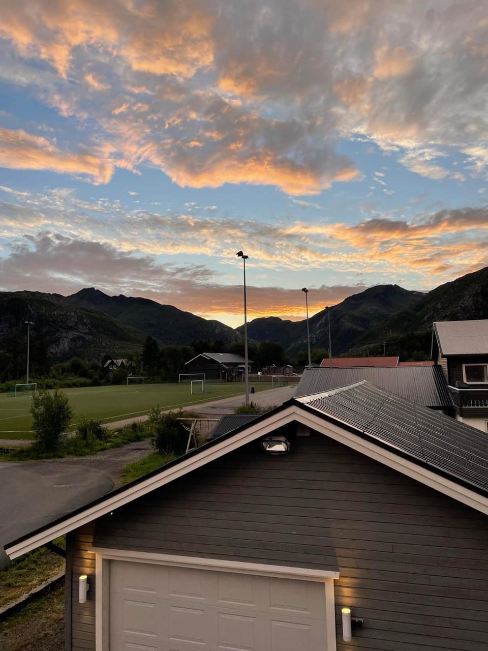 Property building, Mountain view, Sunset