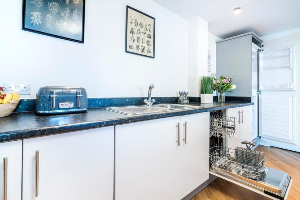 Kitchen or kitchenette, dishwasher, toaster