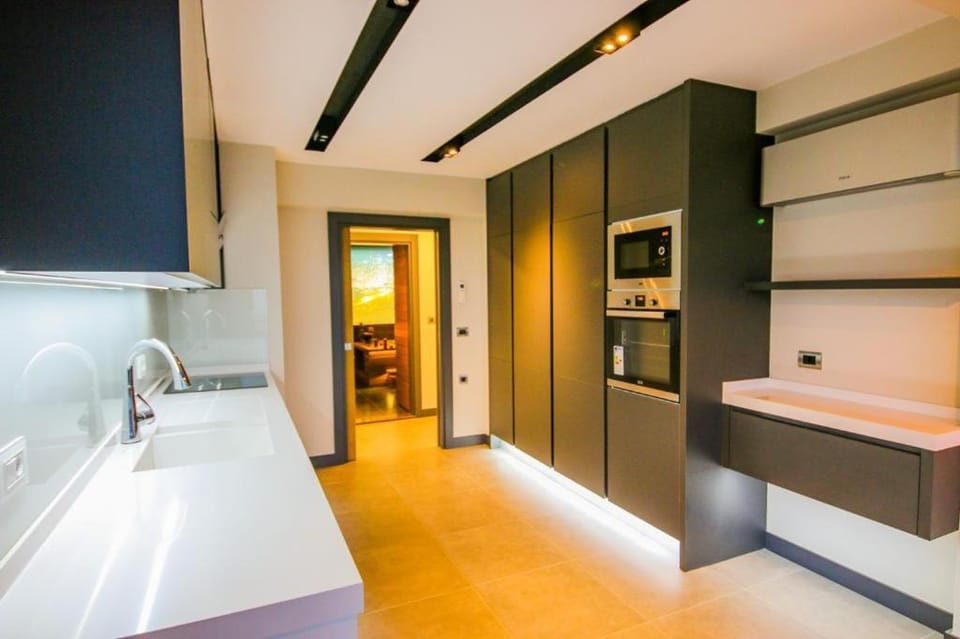 Kitchen or kitchenette, minibar, oven, stove
