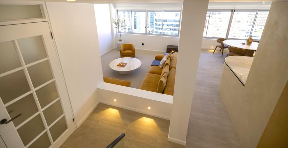 View (from property/room), Living room, Lounge or bar, Seating area, Dining area, Bedroom, City view, Dinner, heating, air conditioner