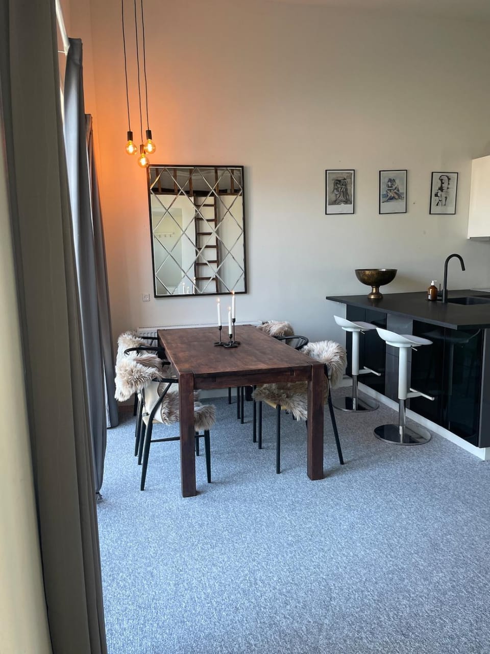 Kitchen or kitchenette, Living room, Dining area