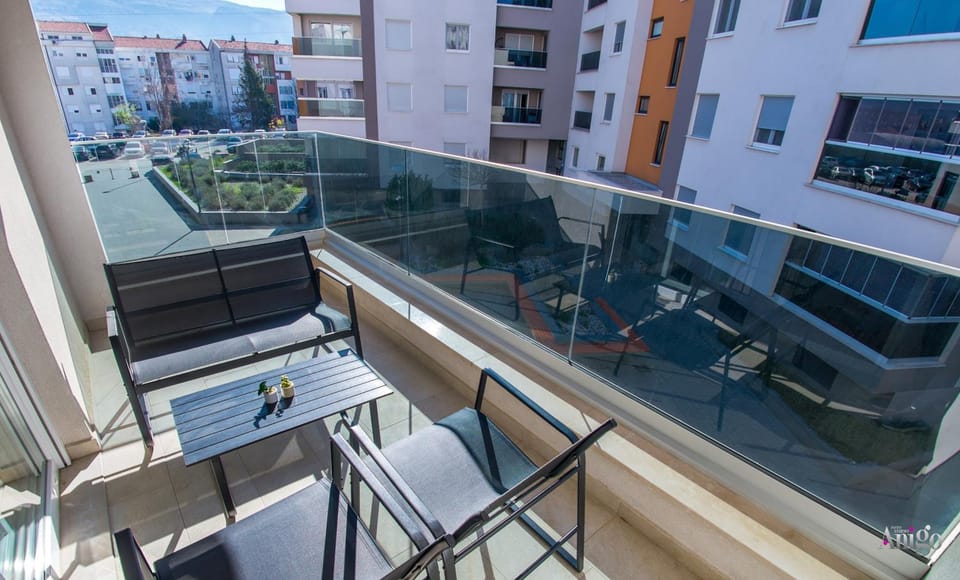 Property building, Patio, Day, View (from property/room), Balcony/Terrace, Living room, Seating area