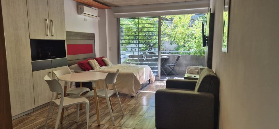 Bed, Seating area, Bedroom